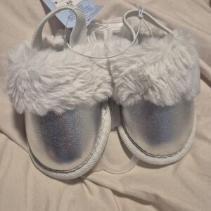 Cozy Silver Furry Toddler Slippers
